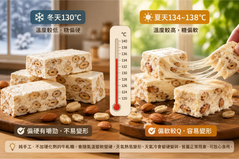 牛軋糖的軟硬度差在哪裡