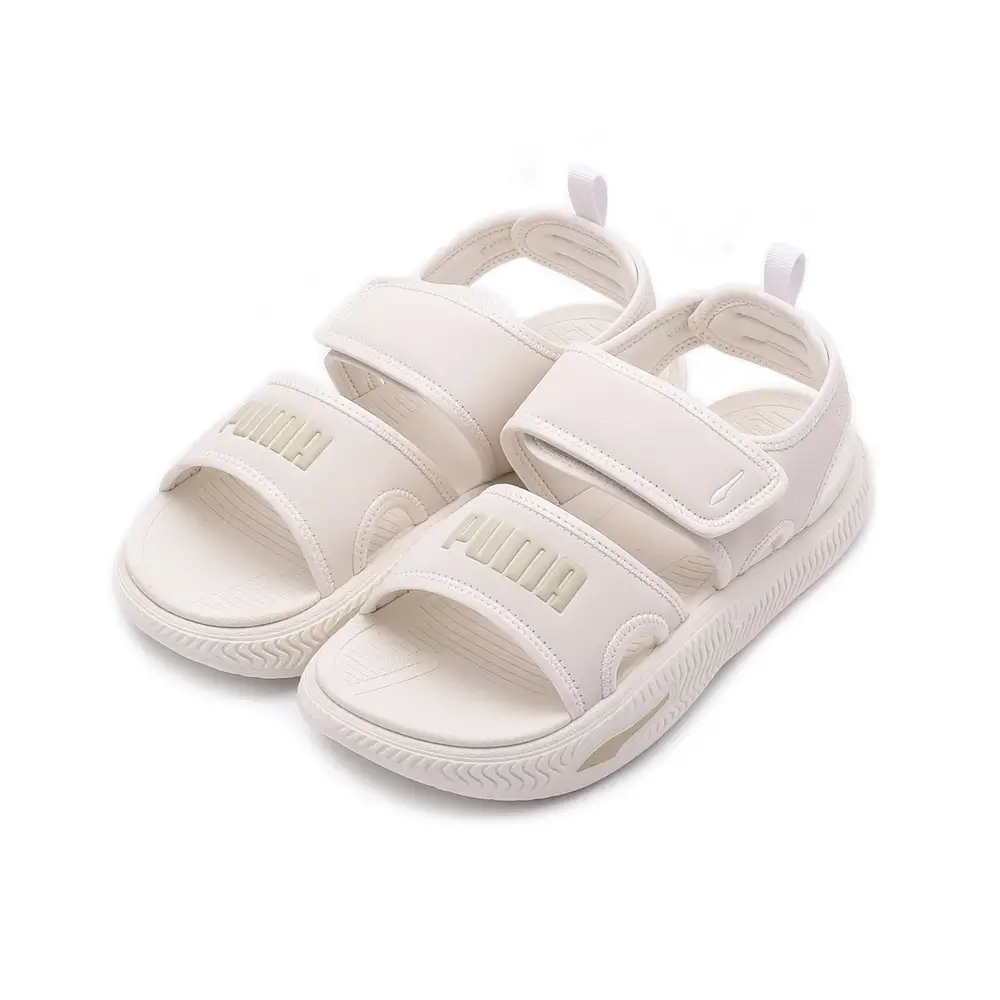 PUMA SOFTRIDE PRO SANDAL 24 魔鬼氈運動涼鞋,米色女鞋,兩條可調鞋帶加後跟拉環