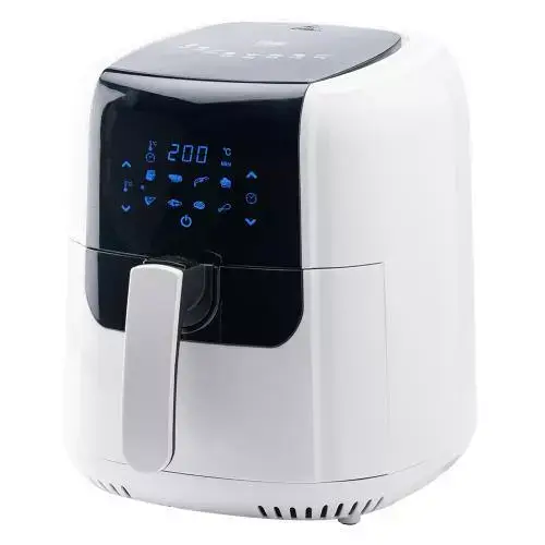 CookPower鍋寶數位觸控式健康氣炸鍋AF-6071W 6L,白色機身搭黑色觸控面板顯示200度,抽屜式炸籃