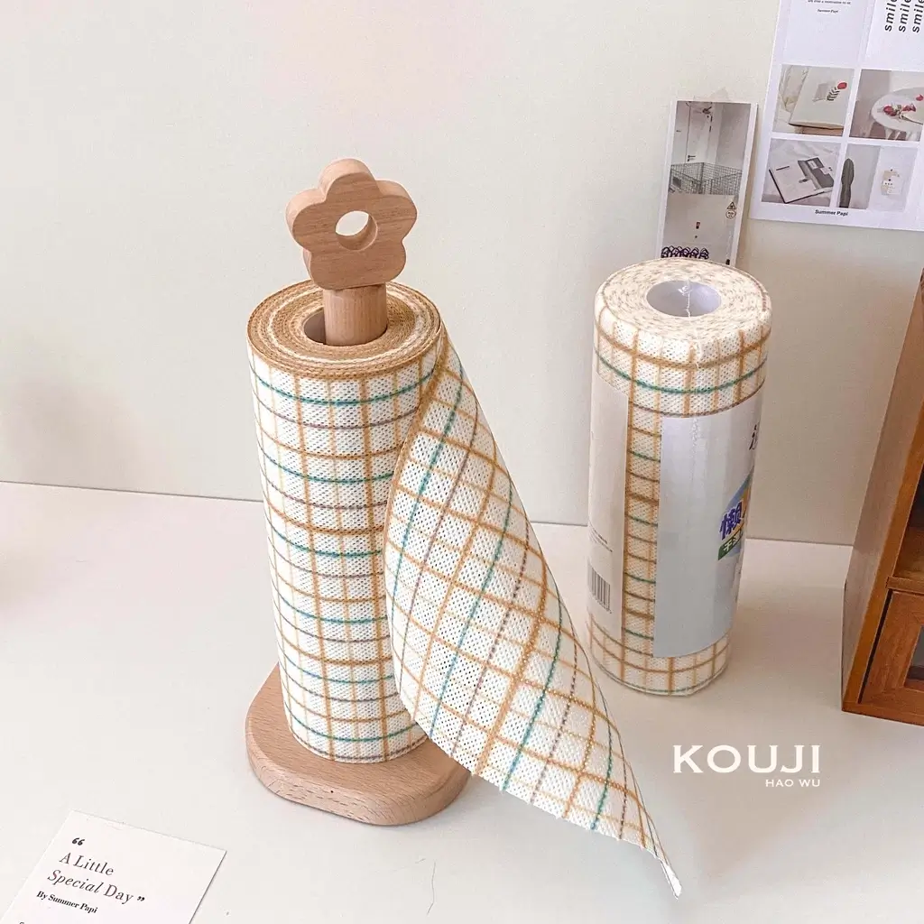 KOUJI格子懶人抹布捲筒,掛在木架上