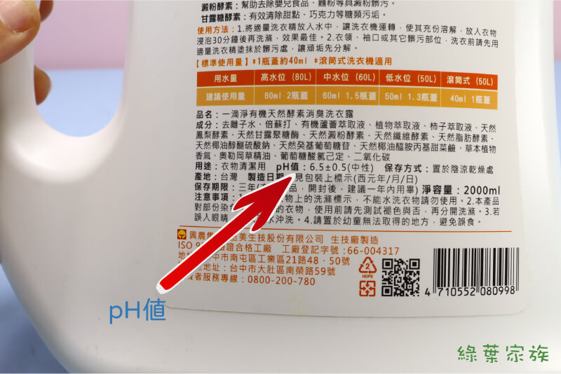 怎麼挑選中性洗衣精? 有些品牌會在包裝或官網標示pH範圍