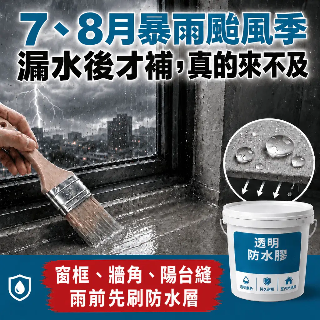 透明防水膠送專用刷,浴室、屋頂、外牆都能塗的透明防水補漏膠