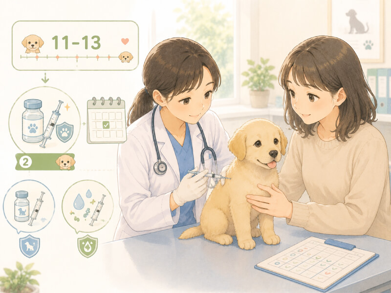 幼犬疫苗打完三劑之後還有年度補強,回診由獸醫依照當下狀況調整