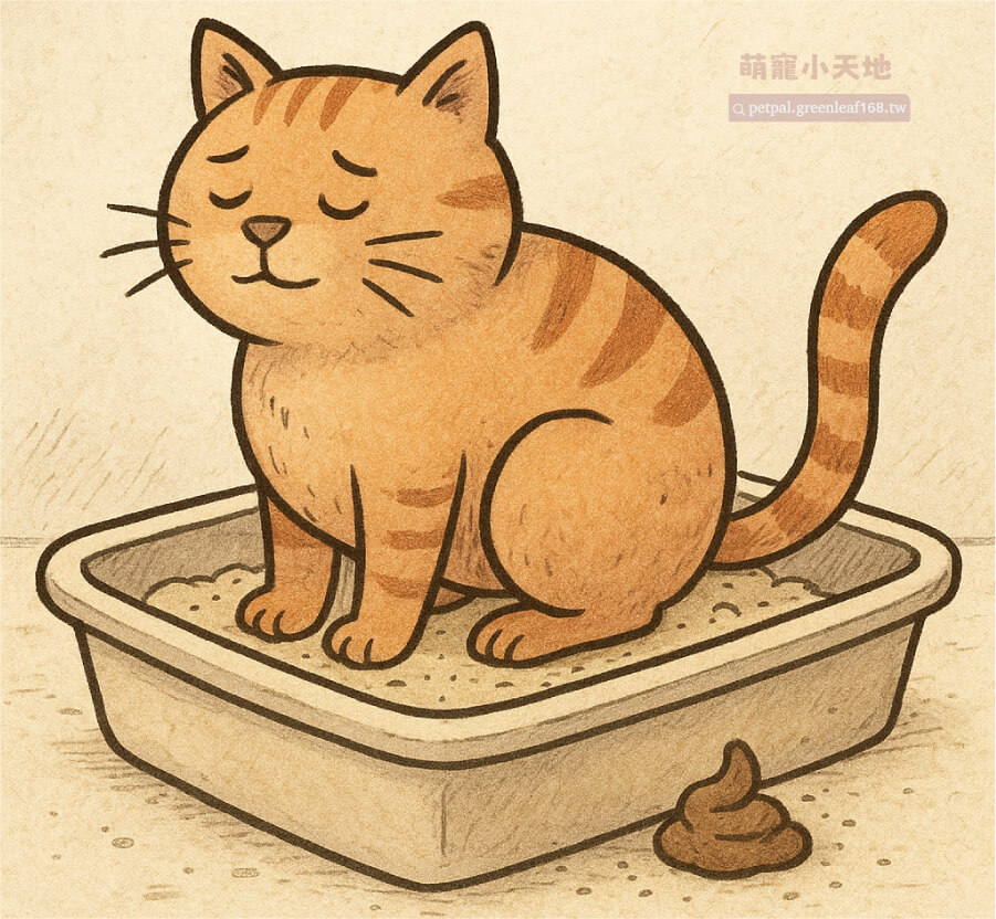 貓砂盆空間太小，貓咪的便便掉在盆子外面的地板上