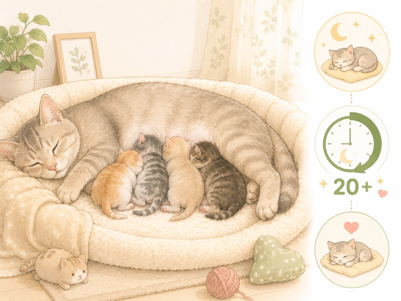 0到12週的幼貓睡眠時間，小貓在窩裡睡覺