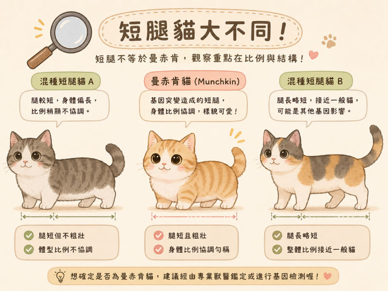 短腿貓就是曼赤肯?,短腿的原因不只一種
