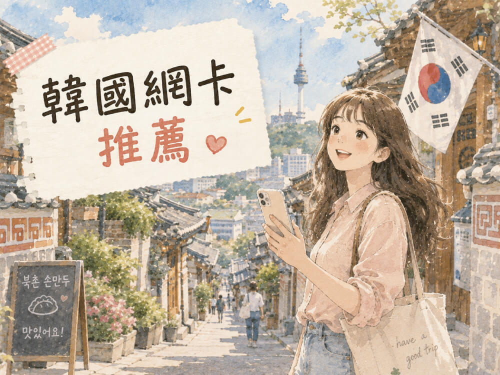 女生在韓國旅遊使用手機查詢網路