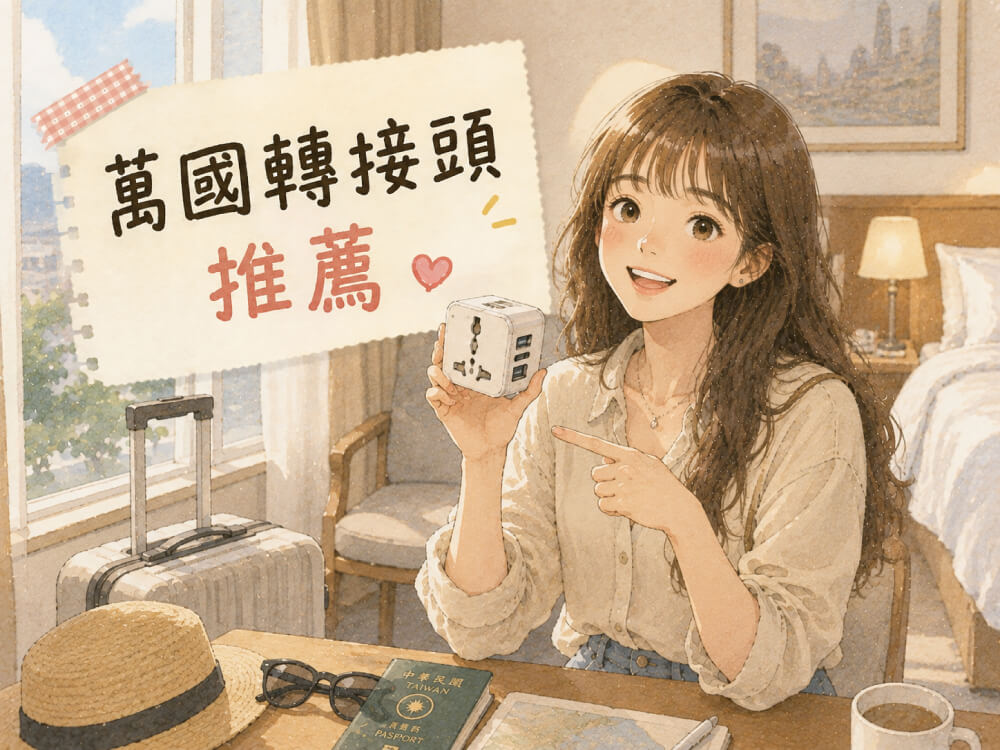 黑色萬國轉接頭與多種插頭規格，適合出國旅行使用